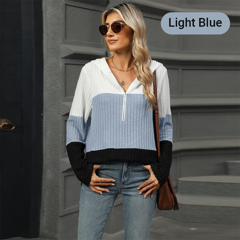 Pull à capuche color block pour femme