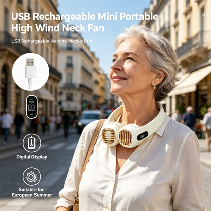 🔥Nyári akciók – Összehajtható, USB-n tölthető nyakba akasztható ventilátor