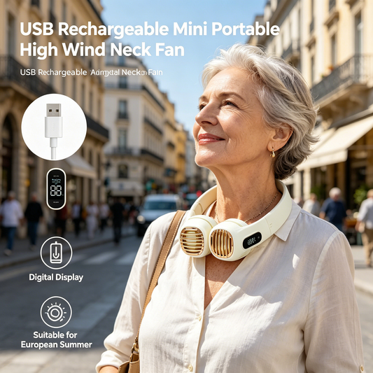🔥Nyári akciók – Összehajtható, USB-n tölthető nyakba akasztható ventilátor