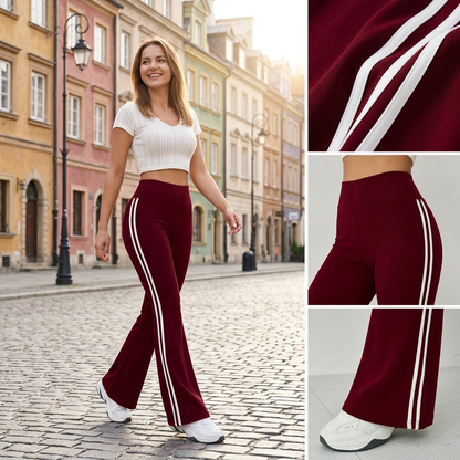 💪S–5XL🥰Magas derekú csíkos táguló szárú nadrág