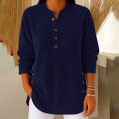 👗👚Hauts Henley en velours côtelé boutonnés pour femmes：chic et flatteur pour tous les looks📢📢60% DE RÉDUCTION !!! ✨
