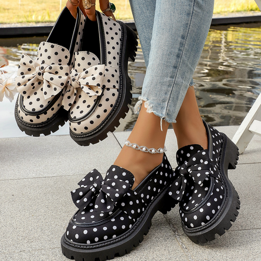 🥿🎀 Pöttyös Masnis Vastag Talpú Loafer