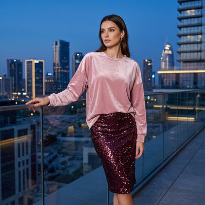 Haut décontracté à manches longues et col rond pour femme - Un essentiel quotidien pour toutes les occasions 🌿