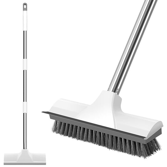 🧽 2 az 1-ben Hosszú Nyelű Tisztítókefe – Súroló és Padlólehúzó Fürdőszobába