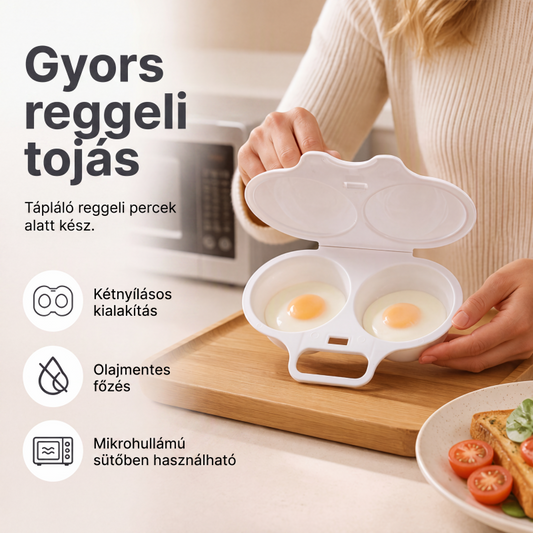 🥚✨ Kétrekeszes mikrohullámú tojásfőző: Gyors és tökéletes főtt tojás 👩‍🍳🍳