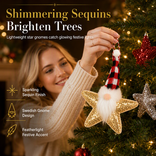 Sequin Santa Claus and Five-Pointed Star Hanging Ornaments for Christmas Tree Home Decoration