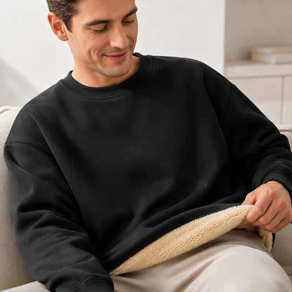 ✨ Sweatshirt homme col rond doublé polaire — chaud, coupe décontractée, M-3XL 👕