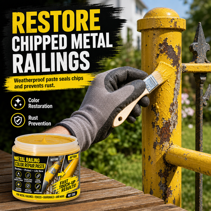 🟨 Fémkorlát-javító festékpaszta | Ecsetkészlet