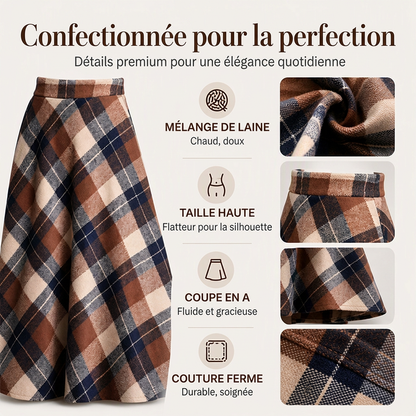 Jupe longue à carreaux taille haute élégante pour femme