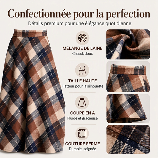 Jupe longue à carreaux taille haute élégante pour femme