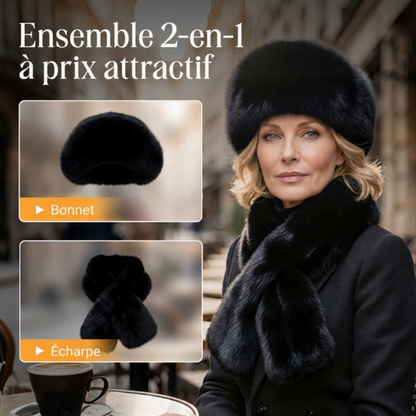 Ensemble chaud d'hiver : écharpe et bonnet en peluche épaisse