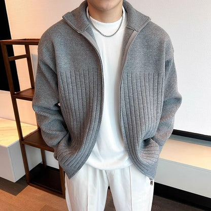 🔥 50% de réduction 🔥Cardigan en maille côtelée à fermeture éclair complète pour homme
