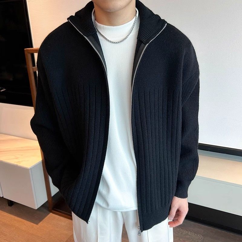🔥 50% de réduction 🔥Cardigan en maille côtelée à fermeture éclair complète pour homme