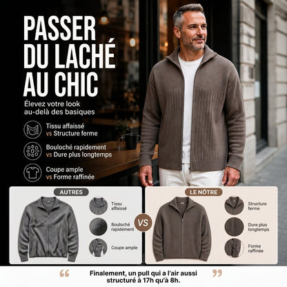 🔥 50% de réduction 🔥Cardigan en maille côtelée à fermeture éclair complète pour homme