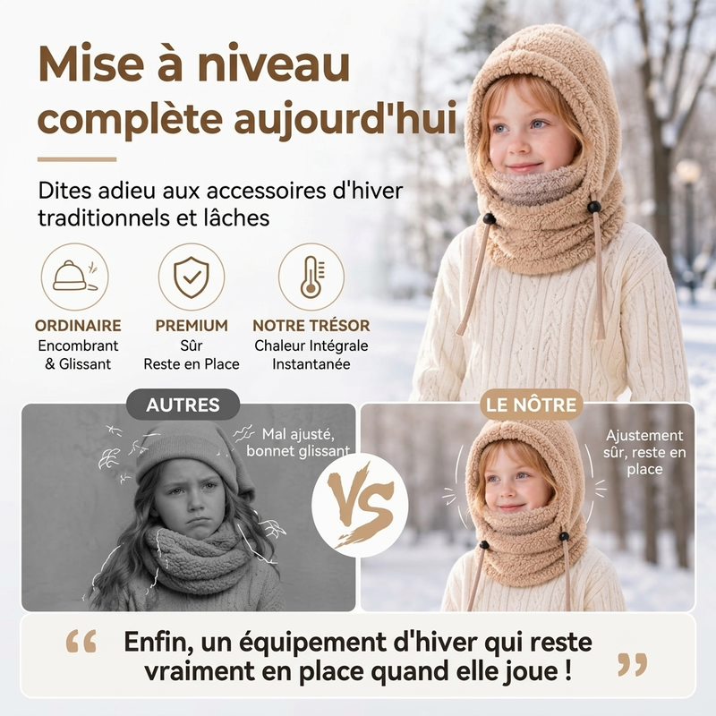 💖Soldes ! Prix cassés💖Cagoule de cyclisme thermique et coupe-vent pour enfants