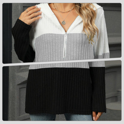 Pull à capuche color block pour femme