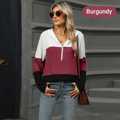 Pull à capuche color block pour femme