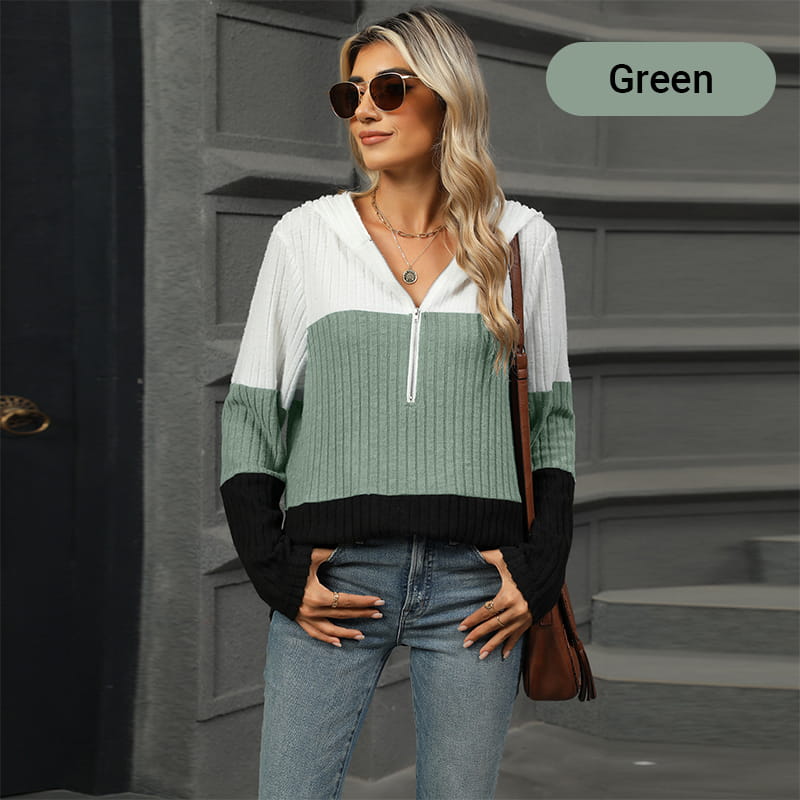 Pull à capuche color block pour femme