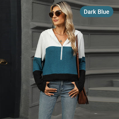 Pull à capuche color block pour femme
