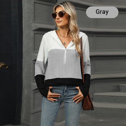 Pull à capuche color block pour femme