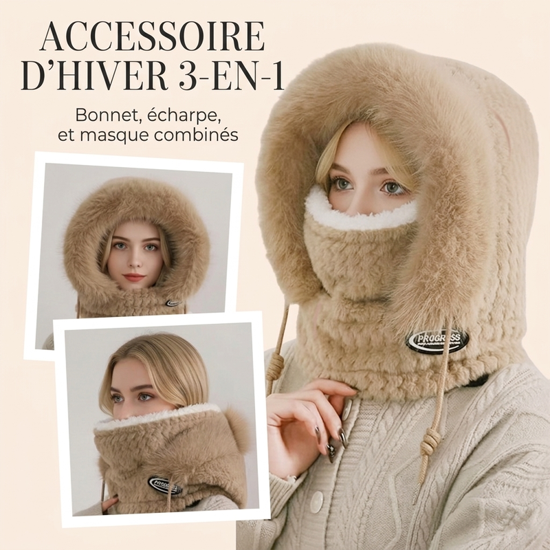 Écharpe-masque à capuche 3-en-1 d'hiver pour femme