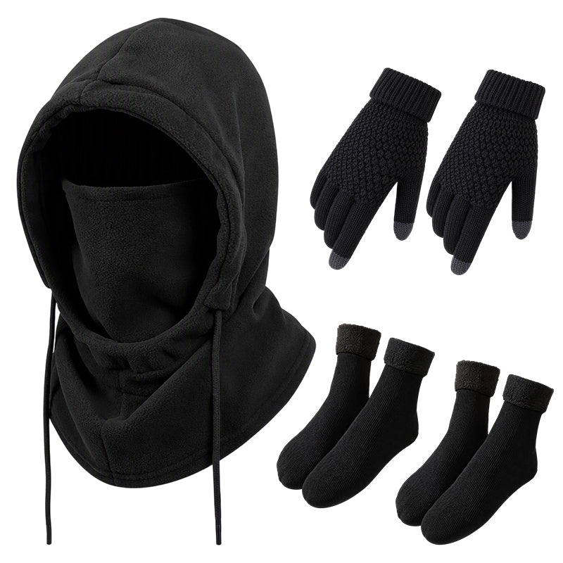 ✨ Ensemble cagoule avec gants tactiles et chaussettes : prêt pour le froid 🧦