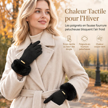 Gants thermiques d'hiver pour femmes compatibles avec écran tactile, coupe-vent et chauds pour le cyclisme et la conduite en extérieur