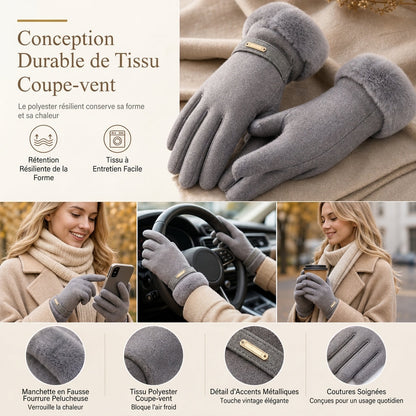 Gants thermiques d'hiver pour femmes compatibles avec écran tactile, coupe-vent et chauds pour le cyclisme et la conduite en extérieur
