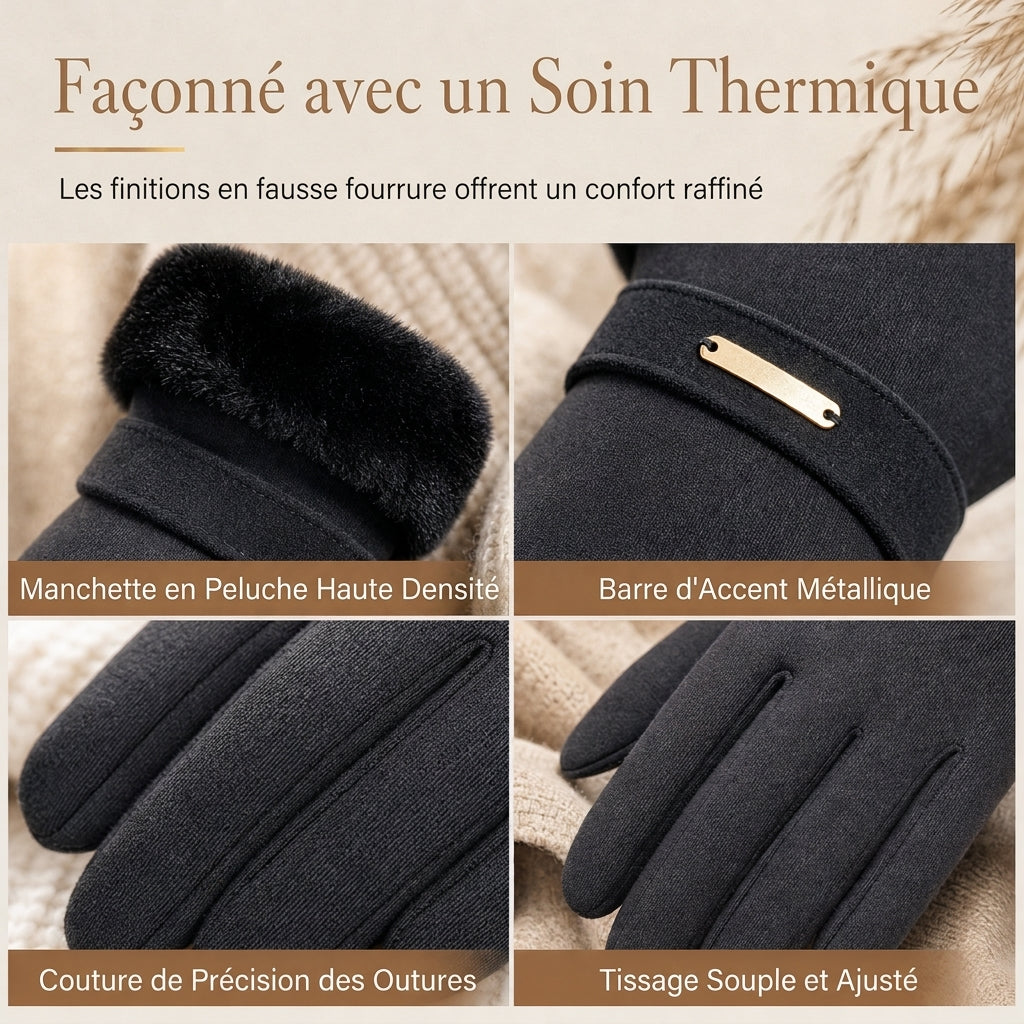 Gants thermiques d'hiver pour femmes compatibles avec écran tactile, coupe-vent et chauds pour le cyclisme et la conduite en extérieur