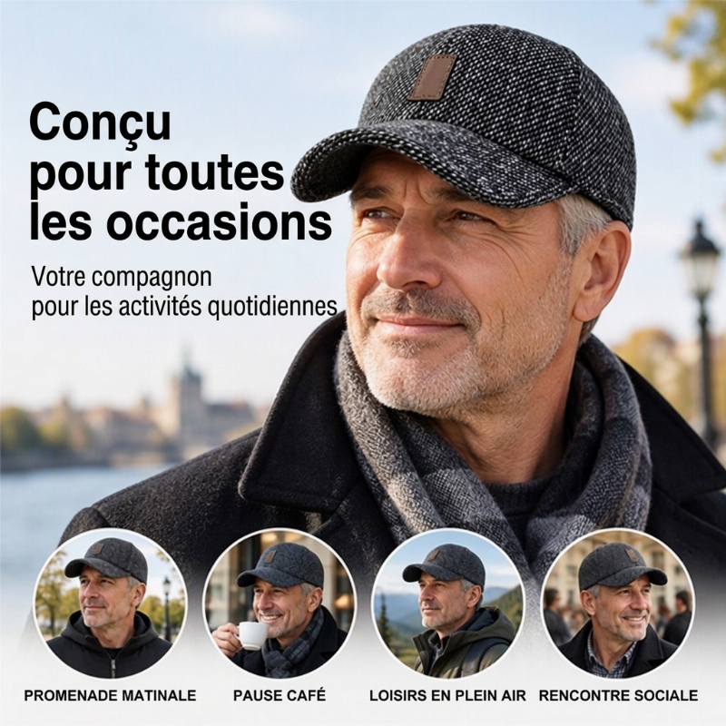 🧢Casquette de baseball chaude pour homme avec protège-oreilles