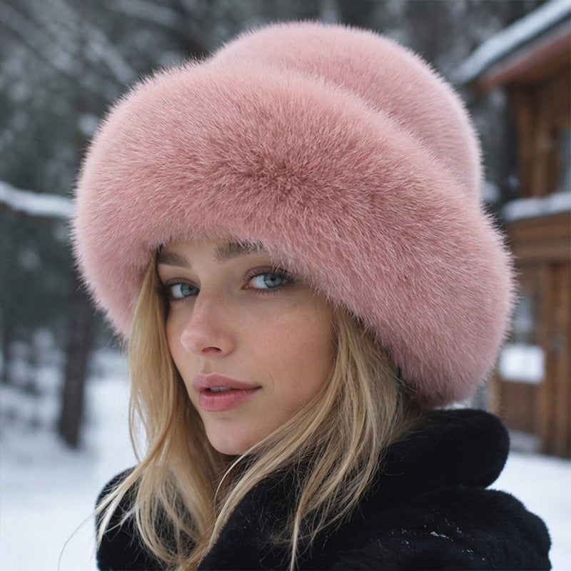 Chapeau chaud élégant en fausse fourrure pour femme