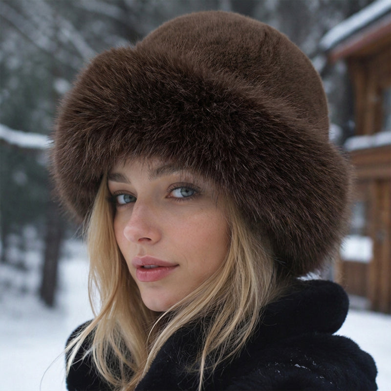 Chapeau chaud élégant en fausse fourrure pour femme