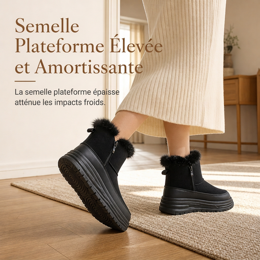Bottes de neige d'hiver montantes pour femmes, doublure en peluche chaude, semelle épaissie, chaussures à plateforme décontractées
