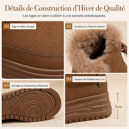 Bottes de neige d'hiver montantes pour femmes, doublure en peluche chaude, semelle épaissie, chaussures à plateforme décontractées