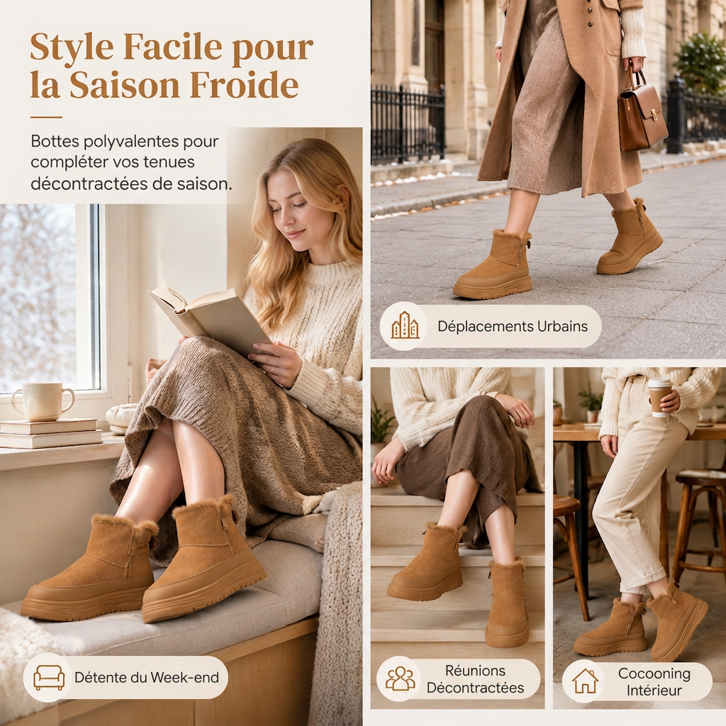 Bottes de neige d'hiver montantes pour femmes, doublure en peluche chaude, semelle épaissie, chaussures à plateforme décontractées