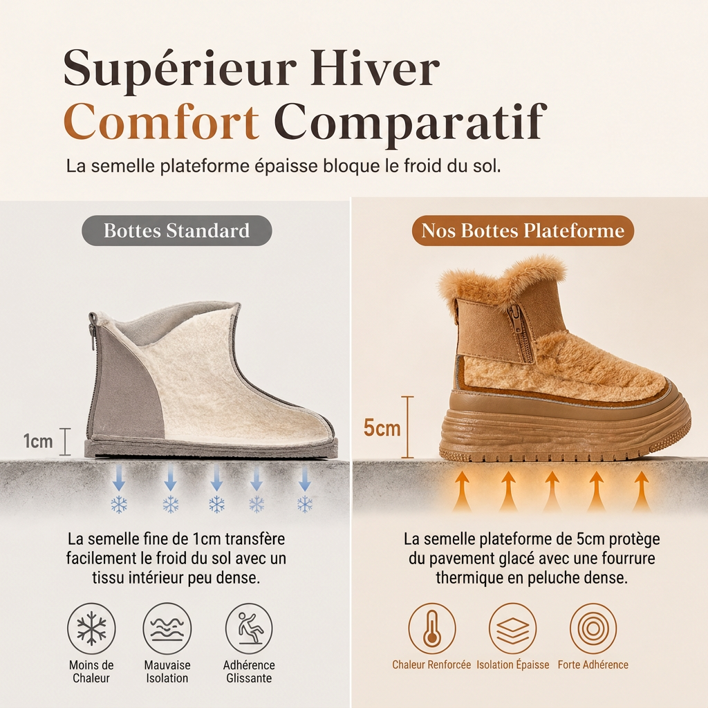 Bottes de neige d'hiver montantes pour femmes, doublure en peluche chaude, semelle épaissie, chaussures à plateforme décontractées