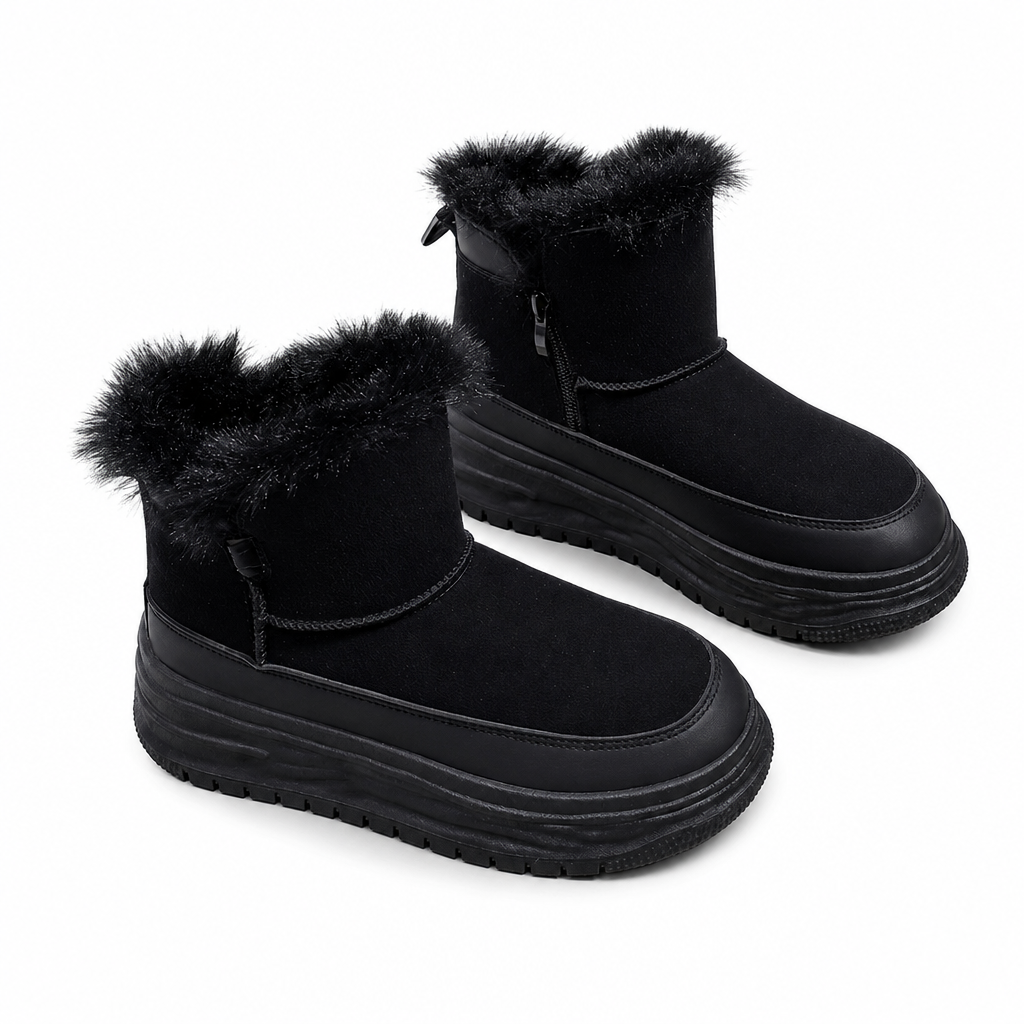 Bottes de neige d'hiver montantes pour femmes, doublure en peluche chaude, semelle épaissie, chaussures à plateforme décontractées