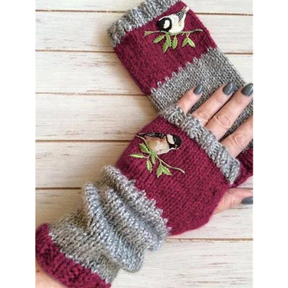 Gants tricotés demi-doigts chauds d'hiver