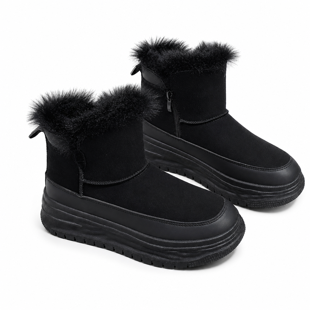 Bottes de neige d'hiver montantes pour femmes, doublure en peluche chaude, semelle épaissie, chaussures à plateforme décontractées