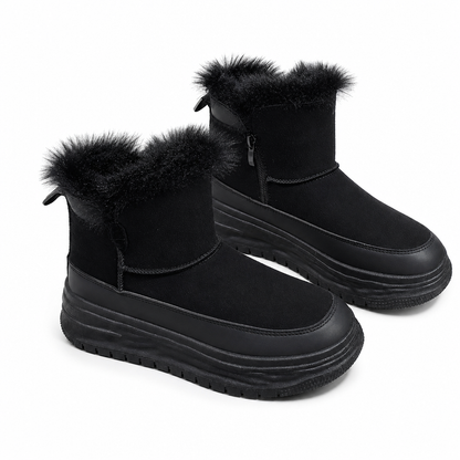 Bottes de neige d'hiver montantes pour femmes, doublure en peluche chaude, semelle épaissie, chaussures à plateforme décontractées