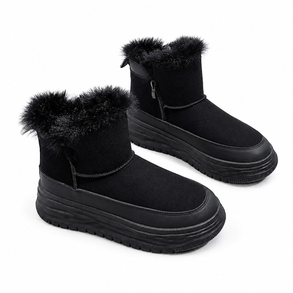 Bottes de neige d'hiver montantes pour femmes, doublure en peluche chaude, semelle épaissie, chaussures à plateforme décontractées
