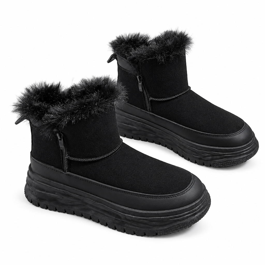 Bottes de neige d'hiver montantes pour femmes, doublure en peluche chaude, semelle épaissie, chaussures à plateforme décontractées