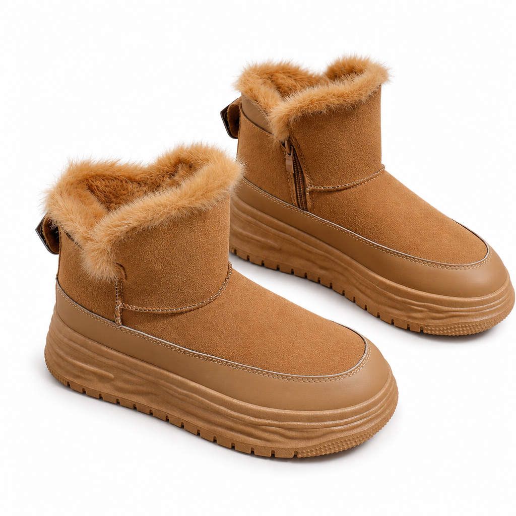 Bottes de neige d'hiver montantes pour femmes, doublure en peluche chaude, semelle épaissie, chaussures à plateforme décontractées