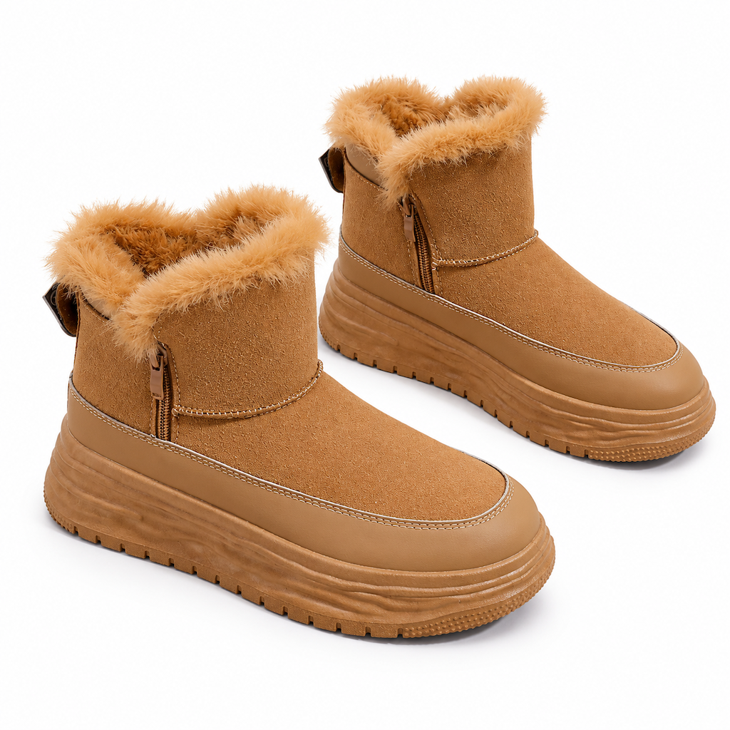 Bottes de neige d'hiver montantes pour femmes, doublure en peluche chaude, semelle épaissie, chaussures à plateforme décontractées