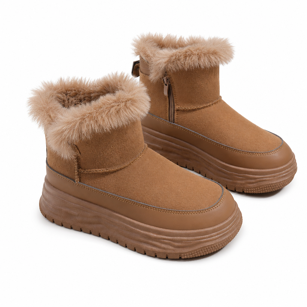 Bottes de neige d'hiver montantes pour femmes, doublure en peluche chaude, semelle épaissie, chaussures à plateforme décontractées