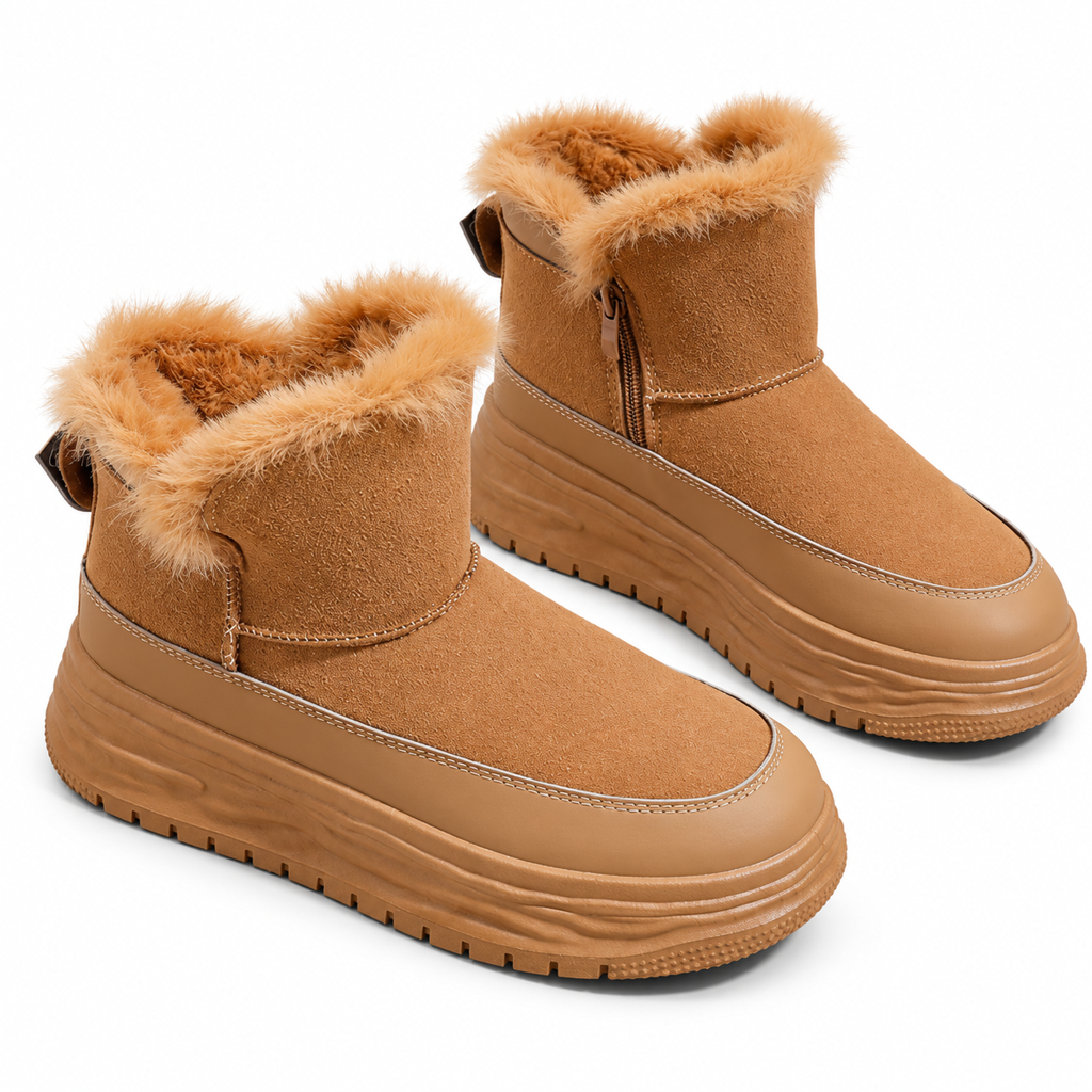 Bottes de neige d'hiver montantes pour femmes, doublure en peluche chaude, semelle épaissie, chaussures à plateforme décontractées