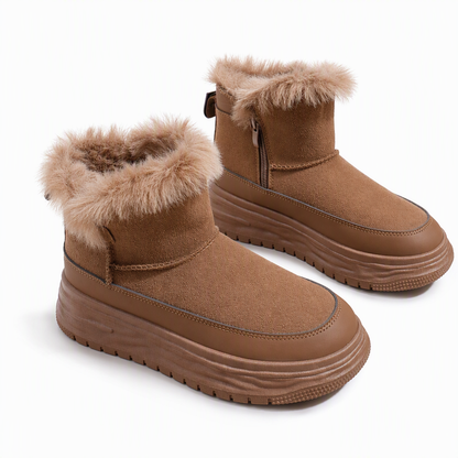 Bottes de neige d'hiver montantes pour femmes, doublure en peluche chaude, semelle épaissie, chaussures à plateforme décontractées