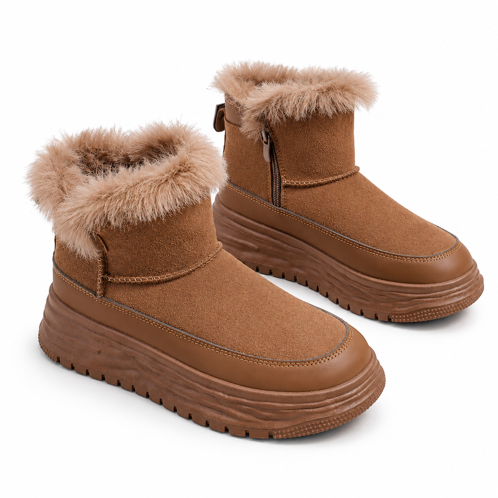Bottes de neige d'hiver montantes pour femmes, doublure en peluche chaude, semelle épaissie, chaussures à plateforme décontractées