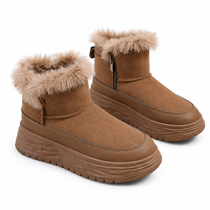 Bottes de neige d'hiver montantes pour femmes, doublure en peluche chaude, semelle épaissie, chaussures à plateforme décontractées
