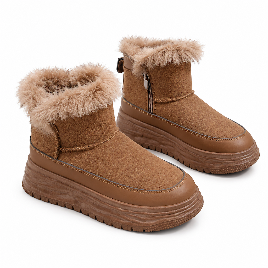 Bottes de neige d'hiver montantes pour femmes, doublure en peluche chaude, semelle épaissie, chaussures à plateforme décontractées